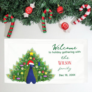 Banderoles Réunion de famille Paon Arbre de Noël Fêtes