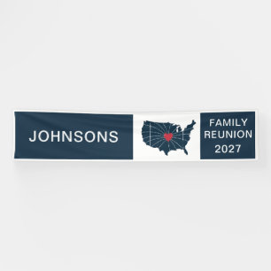 Banderoles Réunion de famille sur la carte des États-Unis : U