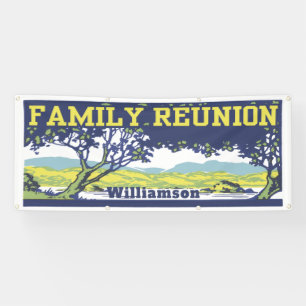 Banderoles Réunion de famille vintage rétro arbre généalogiqu