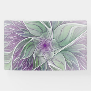 Banderoles Rêve de fleurs, Abstrait violet vert Fractal Art