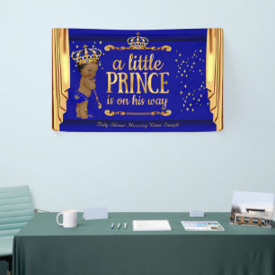Banderoles Rideau Bleu Or Fête de Naissance Prince Ethnique