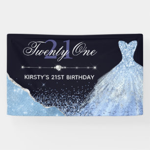 Banderoles Robe aquarelle bleu clair 21e anniversaire