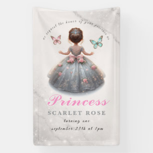 Banderoles Robe princesse en argent rose Fête d'anniversaire