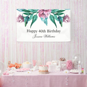 Banderoles Romantique Feminine Floral 40e anniversaire