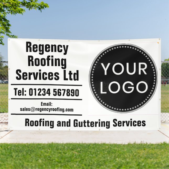 Banderoles Roofing and Guttering Repairs Banner with Logo (Dehors)