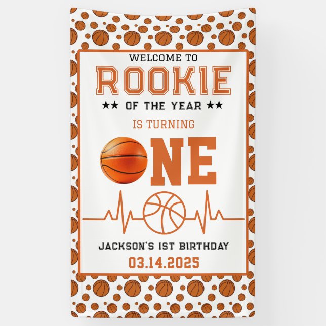 Banderoles Rookie de l'année 1er anniversaire de basket-ball (Vertical)