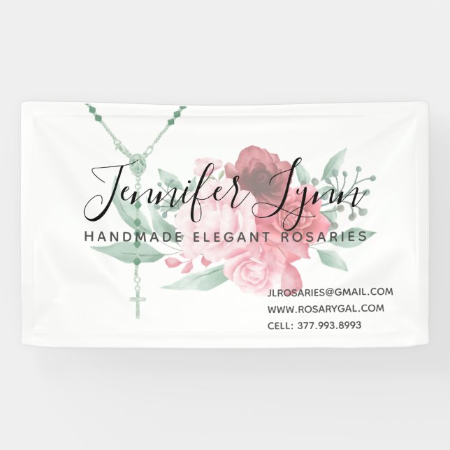 Banderoles Rosaire catholique Rose religion florale (Horizontal)