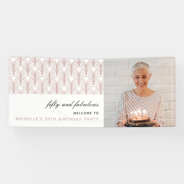 Banderoles Rose 50 et fabuleux Art Déco 50e anniversaire (Horizontal)