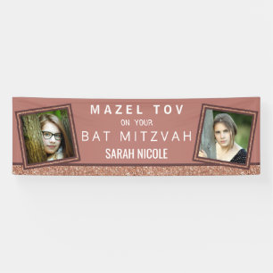 Banderoles Rose bat mitzvah Gold Mazel Tov Ajouter votre phot