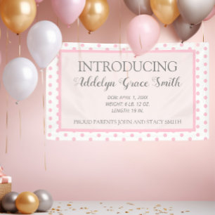 Banderoles Rose Blanc Polka Dot Baby Girl Douche Introduction
