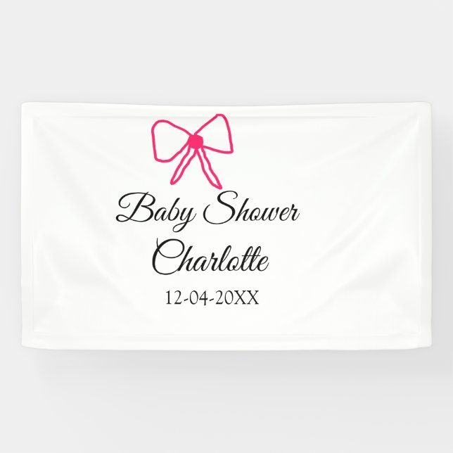 BANDEROLES ROSE BOW SIMPLE BABY SHOWER AJOUTER LE NOM DATE MI (Horizontal)