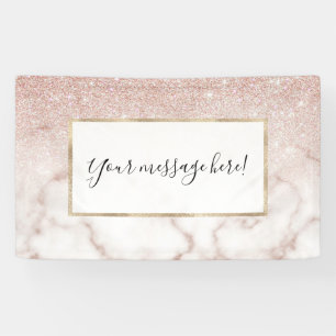 Banderoles Rose glamour or blanc Parties scintillant marbre d