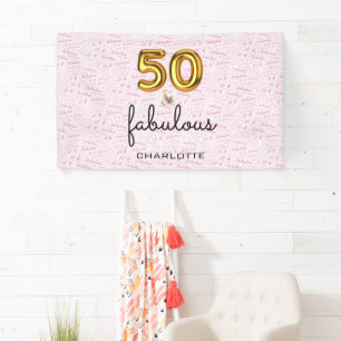 Banderoles Rose Gold 50 et fabuleux anniversaire moderne