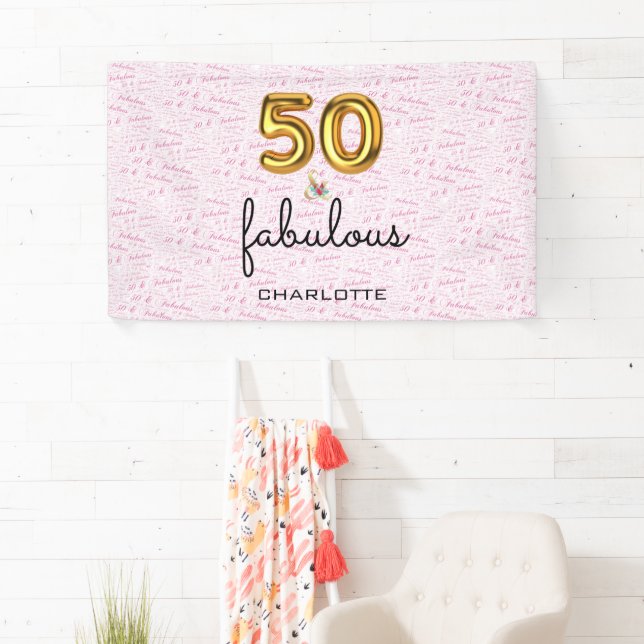 Banderoles Rose Gold 50 et fabuleux anniversaire moderne (En situation)