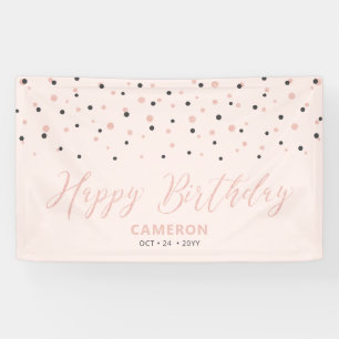 Banderoles Rose Gold & Blush Hexagon Confetti Joyeux annivers