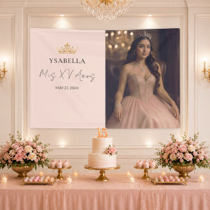 Banderoles Rose Gold Élégant Photo Mis XV Años
