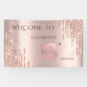 Banderoles Rose Gold Festif Élégant avec Drips Anniversaire