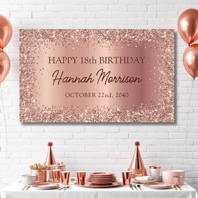 Banderoles Rose Gold Foil Parties scintillant 18e anniversair (Créateur téléchargé)