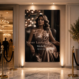 Banderoles Rose Gold Glam Fête 50 ans Fifty Never Looked Bett