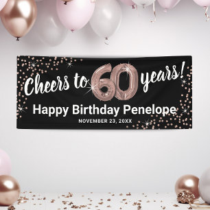 Banderoles Rose Gold Pailleté 60e Anniversaire