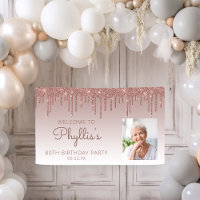Rose Gold Pailleté Personnalisé 80e Anniversaire