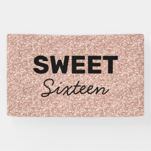 Banderoles Rose Gold Parties scintillant Bonjour Sweet sixtee