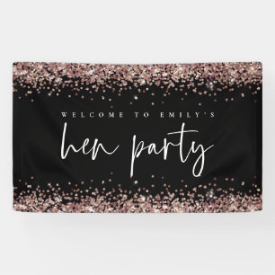 Banderoles Rose Gold Parties scintillant Nom Bienvenue à Hen