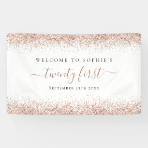 Banderoles Rose Gold Parties scintillant Nom Date Bienvenue V