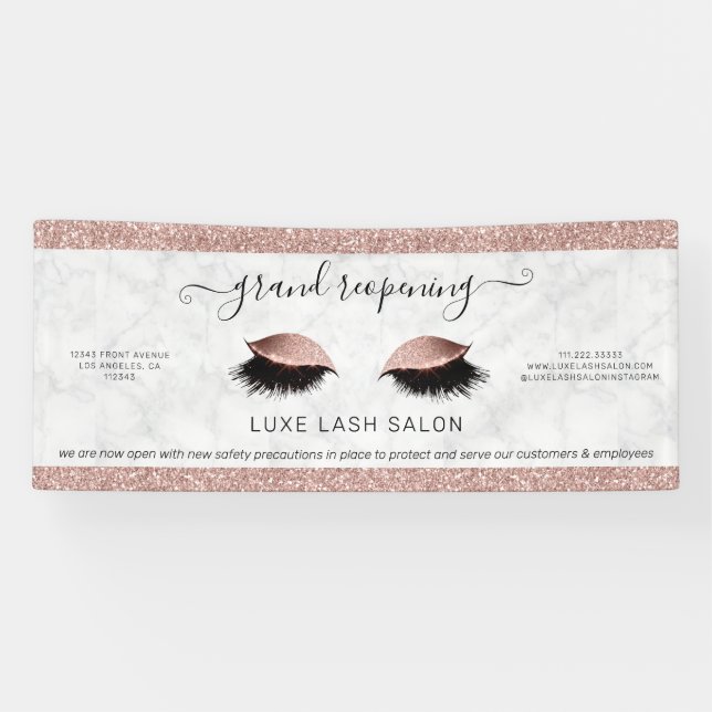 Banderoles Rose Gold Parties scintillant Salon Réouverture Sé (Horizontal)