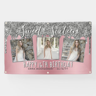 Banderoles Rose Gold Pink Parties scintillant en argent Photo