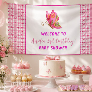 Banderoles Rose gold violet élégant papillon fille anniversai