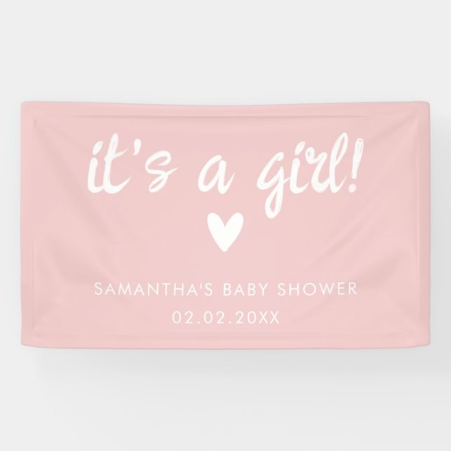 Banderoles Rose moderne c'est un Baby shower fille (Horizontal)