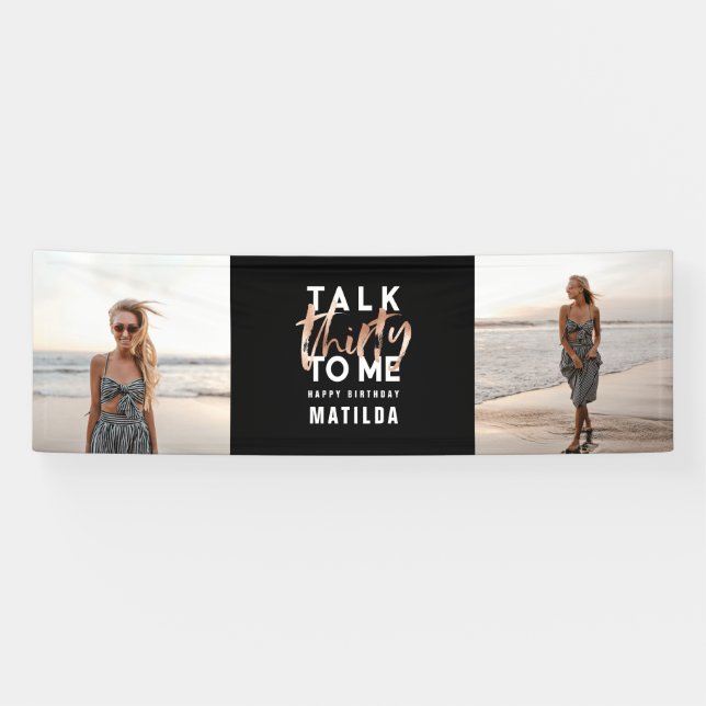 Banderoles Rose moderne chic fille or photo 30e anniversaire (Horizontal)