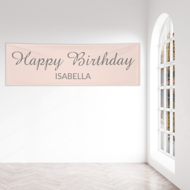 Banderoles Rose Pâle Élégant Joyeux Anniversaire Script (Créateur téléchargé)