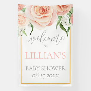 Banderoles Rose Pâle Florale Fille Baby Shower Bienvenue