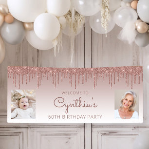 Banderoles Rose Parties scintillant de goutte d'or Deux photo