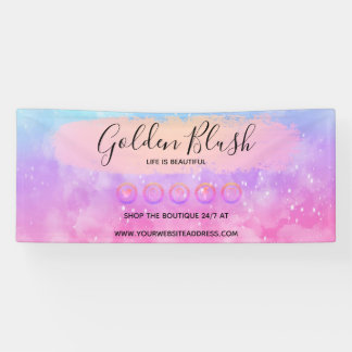 Banderoles Rose Poudré Aquarelle & Géométrique Moderne Doré É