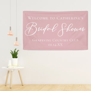 Banderoles Rose Poussiéreuse Rose Bienvenue Personnalisée pou