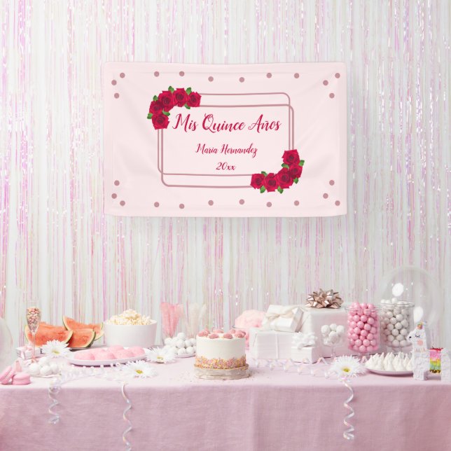 Banderoles Rose Quinceañera (Fête)