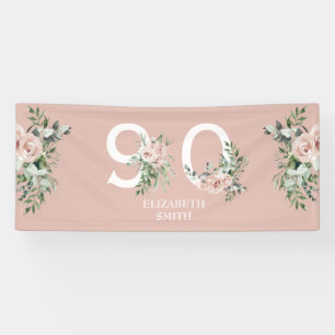Banderoles Rose rose Elégante 90ème Blush Anniversaire