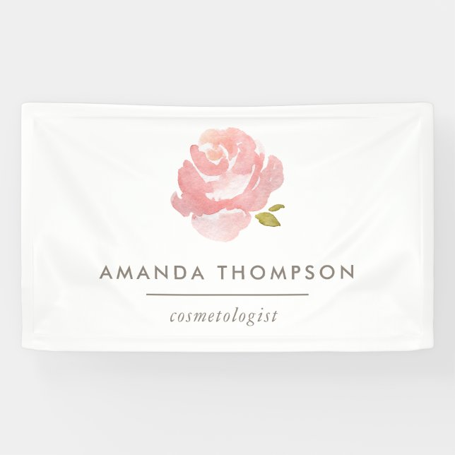 Banderoles Rose rose poudrée aquarelle chic (Horizontal)