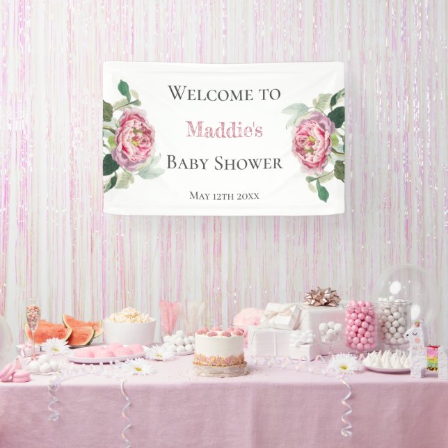 Banderoles Rose rose rose | Accueil Baby shower (Fête)
