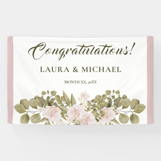 Banderoles Rose, Vert, Elégant Boho Style Mariage Bann (Horizontal)