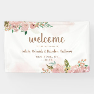 Banderoles Rose Vintage Dusty Rose Floral Bienvenue
