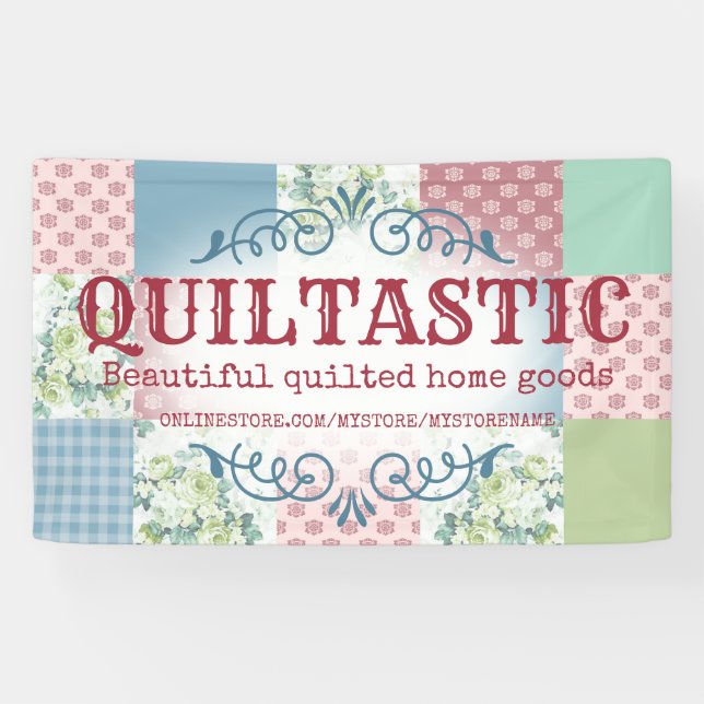 Banderoles rose vintage patchwork quilt quilt (Horizontal)