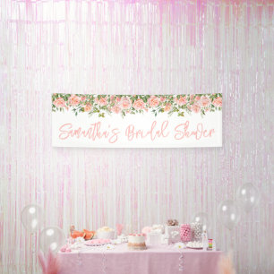 Banderoles Roses Aquarelles Roses Longues Mariage