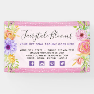 Banderoles Roses floraux géants et fille en bois rose rustiqu