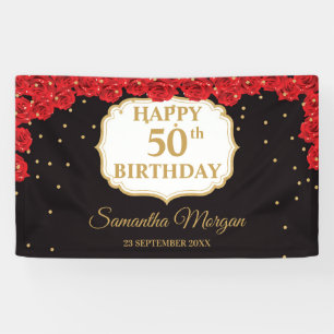 Banderoles Roses rouges romantiques parties scintillant d'or
