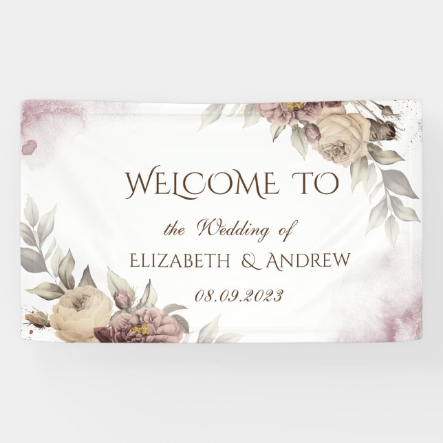 Banderoles Roses vintage aquarelle (Horizontal)
