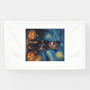 Banderoles Rottweiler Chien Mignon Halloween Jack O Lanterne